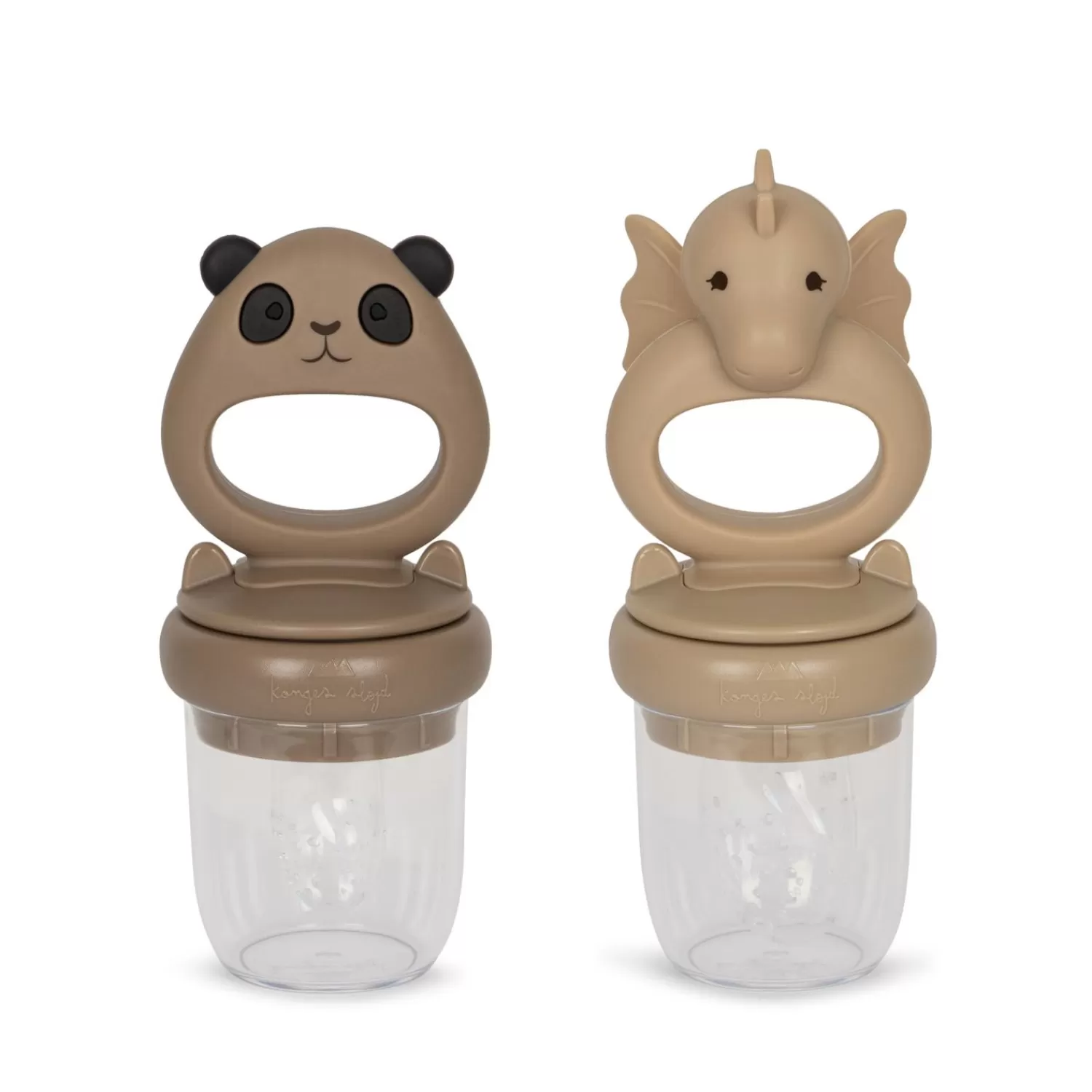 Konges Sløjd 2-Pak Maddispenser Til Frugt Drage Og Panda - Warm Clay/Shitake