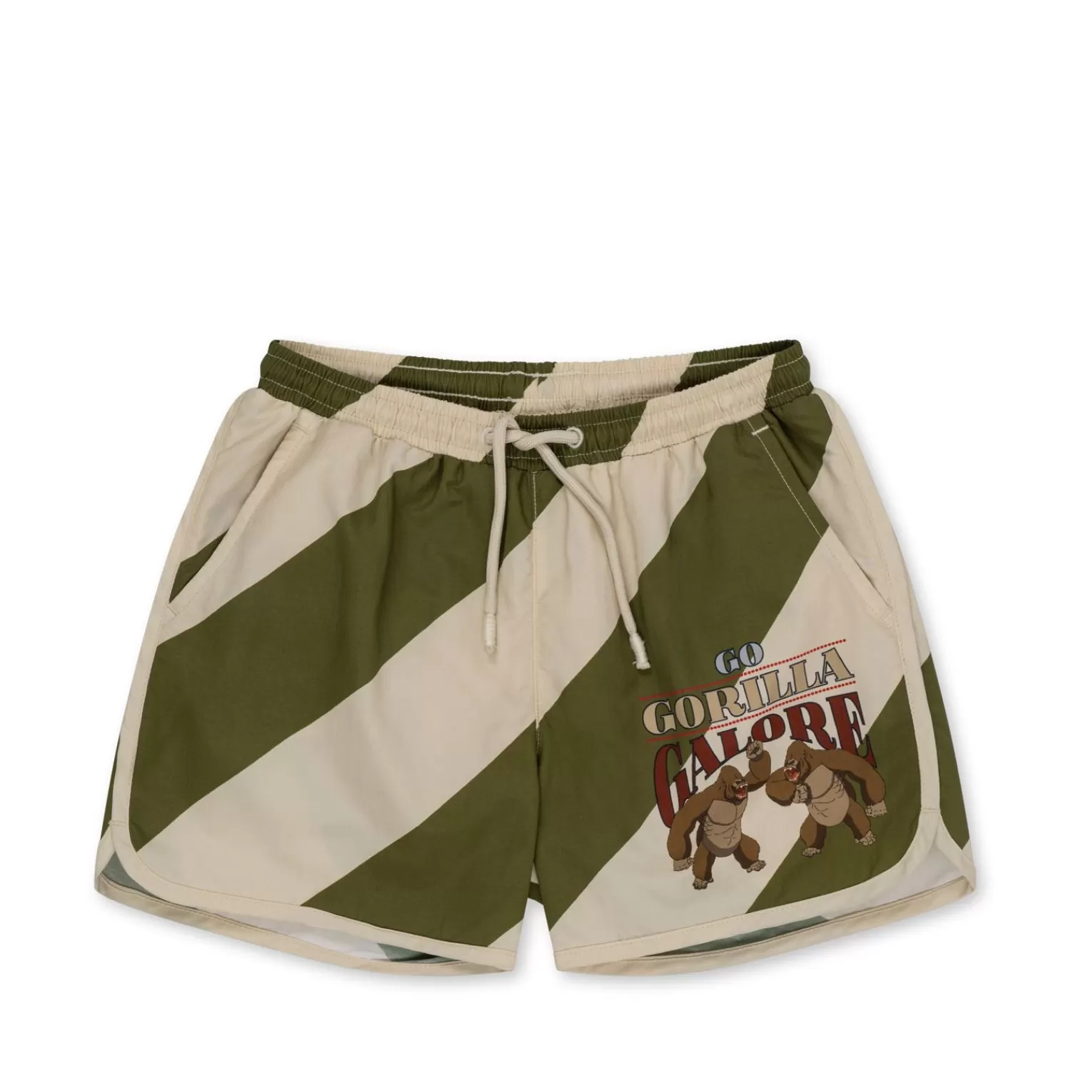 Born Konges Sløjd Asnou Badeshorts - Dark Olive/Creamy White