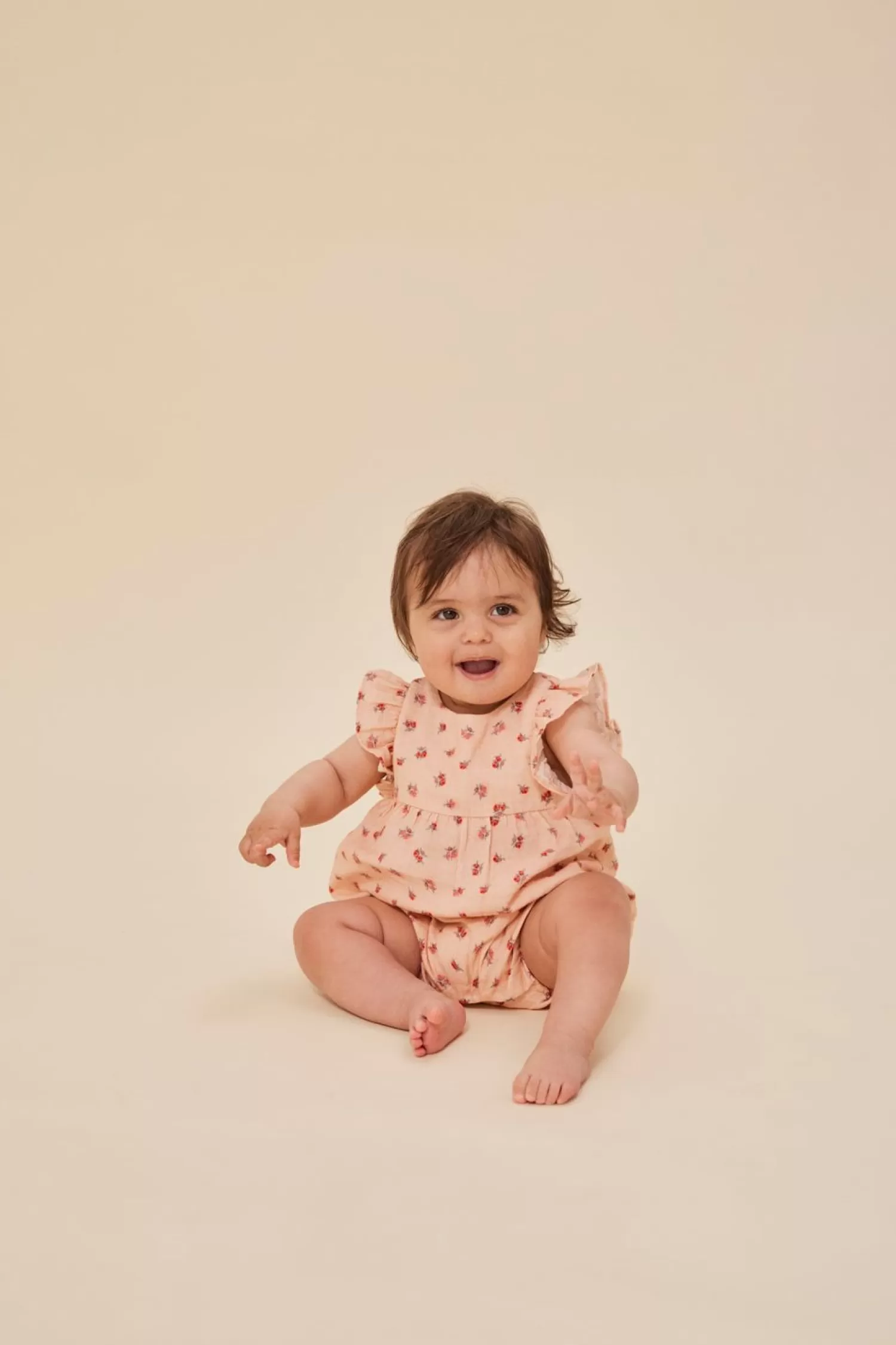 Born Konges Sløjd Coco Romper Med Flaeser - Peonia Pink