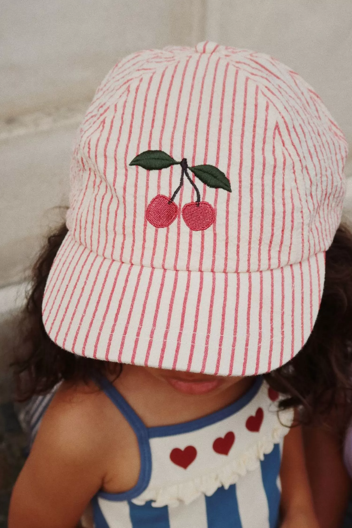Born Konges Sløjd Ellie Kasket Med Slojfe - Amour Stripe