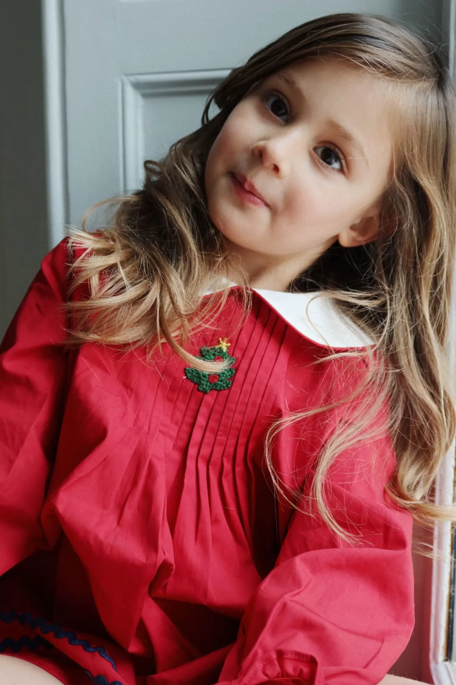 Born Konges Sløjd Festive Emeline Kjole - Savy Red