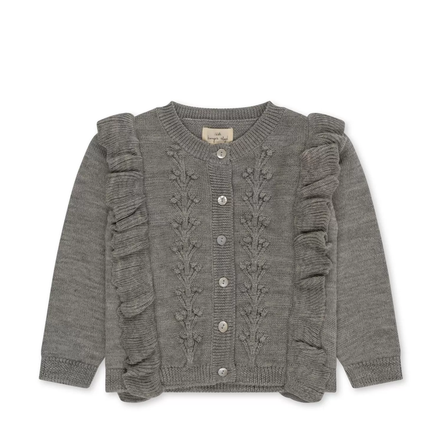 Born Konges Sløjd Fiol Cardigan Med Flaeser - Grey Melange