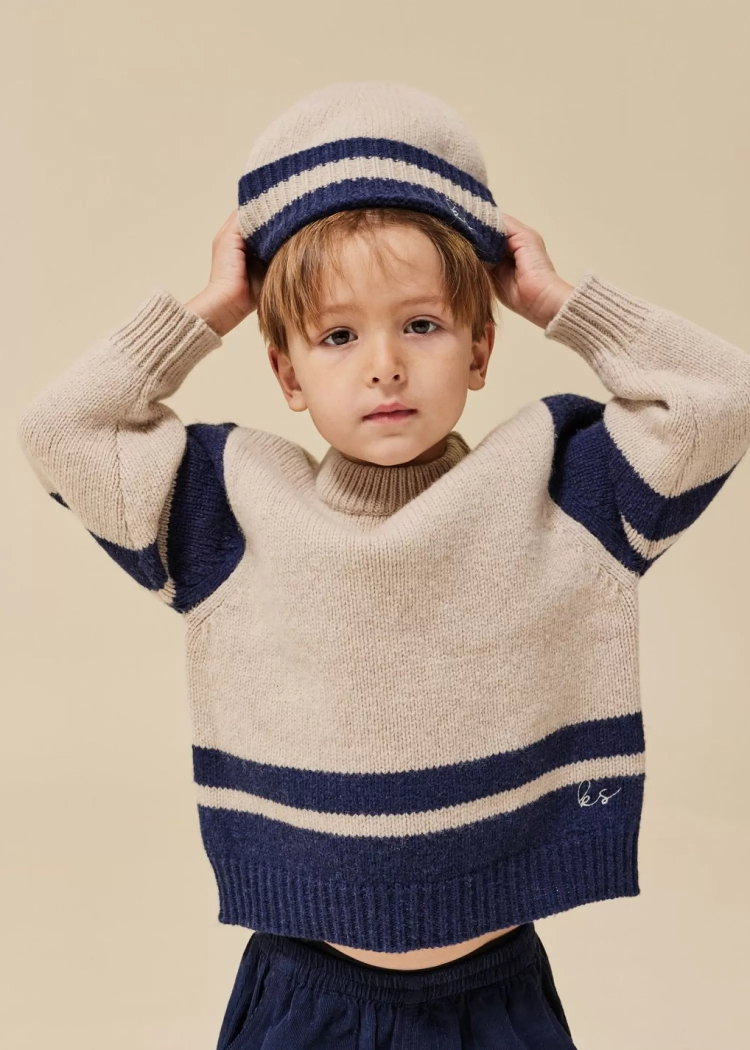 Born Konges Sløjd Hardy Strikket Hue - Beige Melange