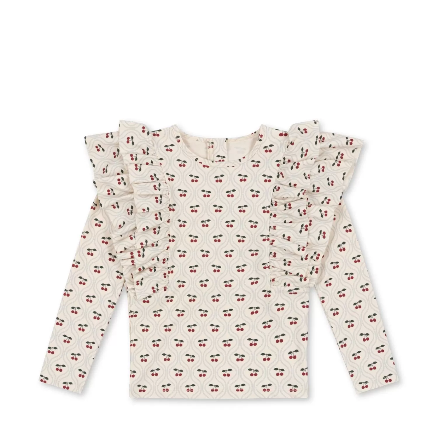Born Konges Sløjd Manuca Badebluse Med Flaeser - Cherry Motif