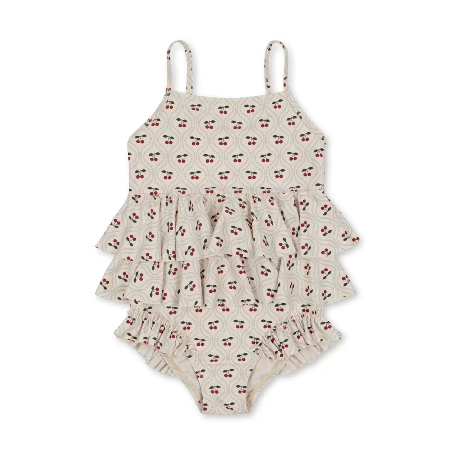 Born Konges Sløjd Manuca Badedragt Med Flaeser - Cherry Motif