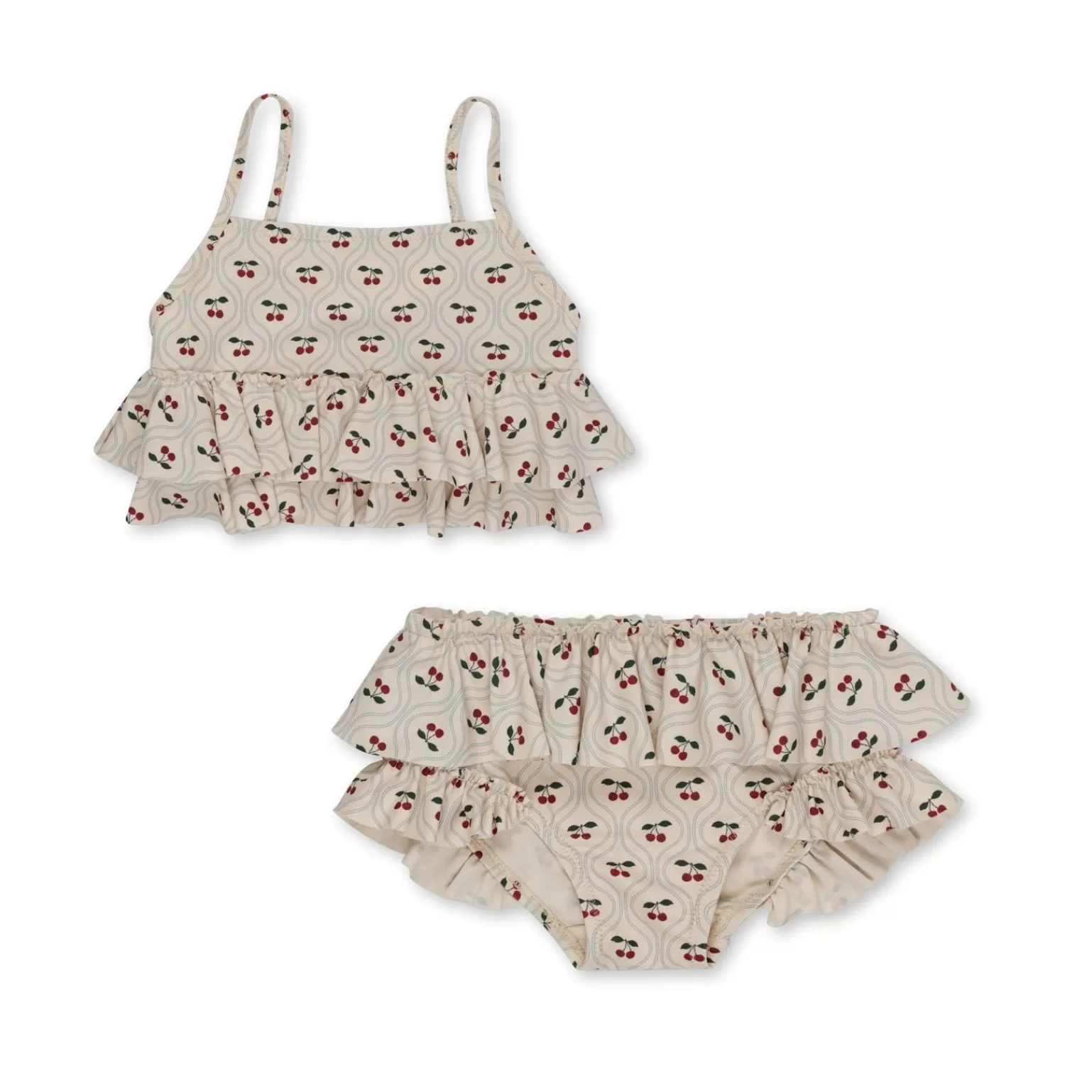 Born Konges Sløjd Manuca Bikini Med Flaeser - Cherry Motif