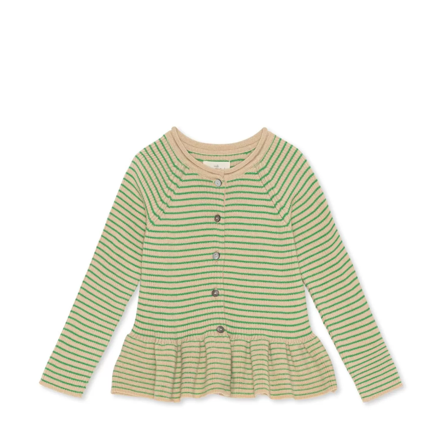 Born Konges Sløjd Meo Cardigan Med Flaeser - Medium Green Stripe