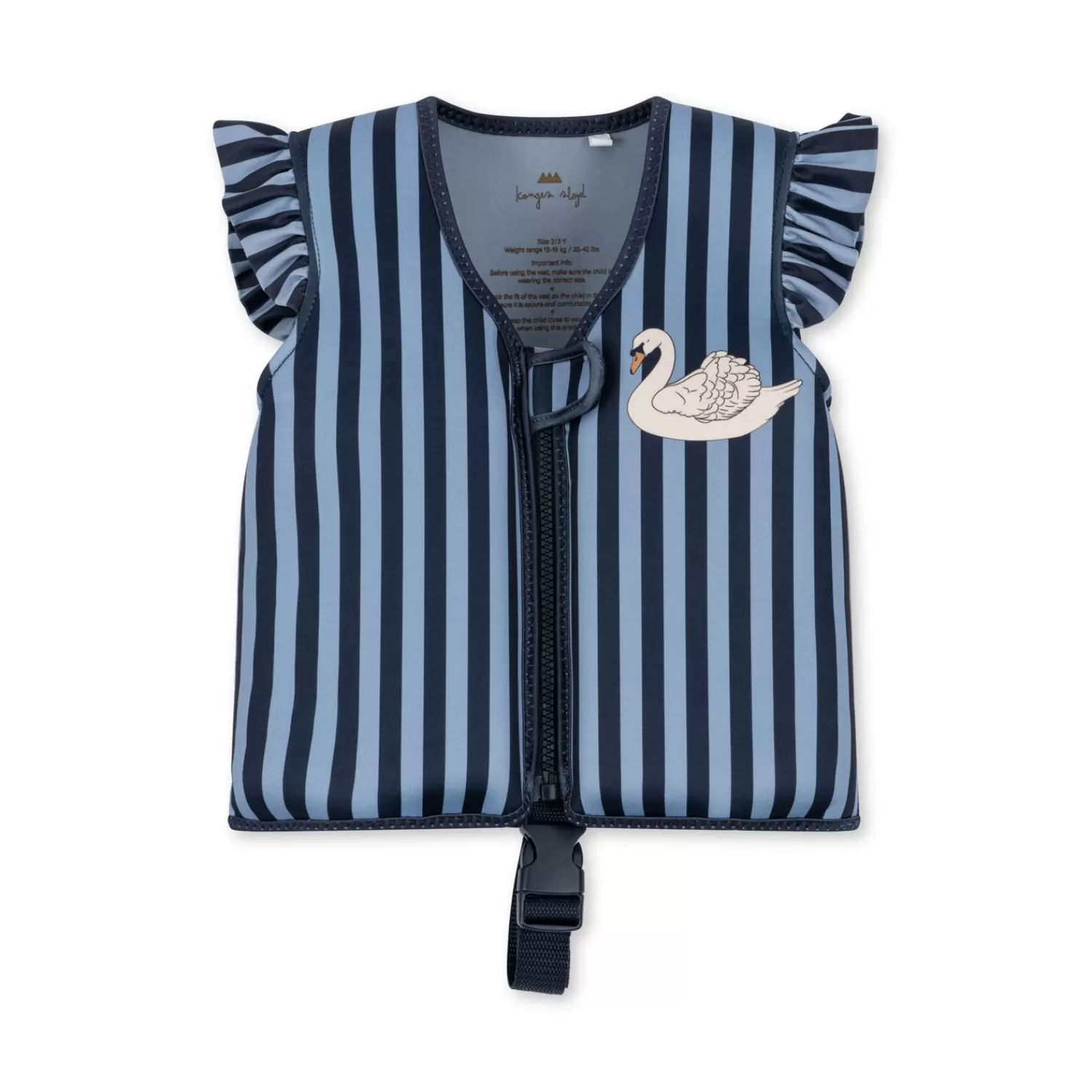 Born Konges Sløjd Neopren Svømmevest Med Flaeser - Swan Stripe