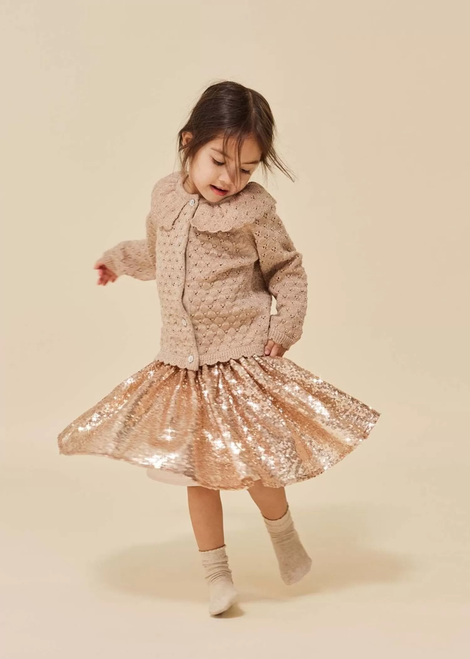 Born Konges Sløjd Starla Pailletnederdel - Gold Blush